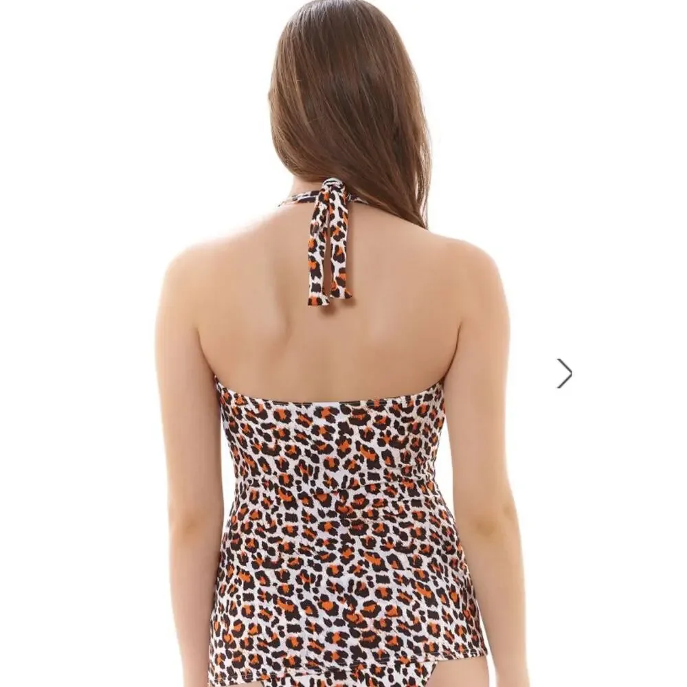Freya Halter Tankini Top Animal Leopard Cheetah Size 32I